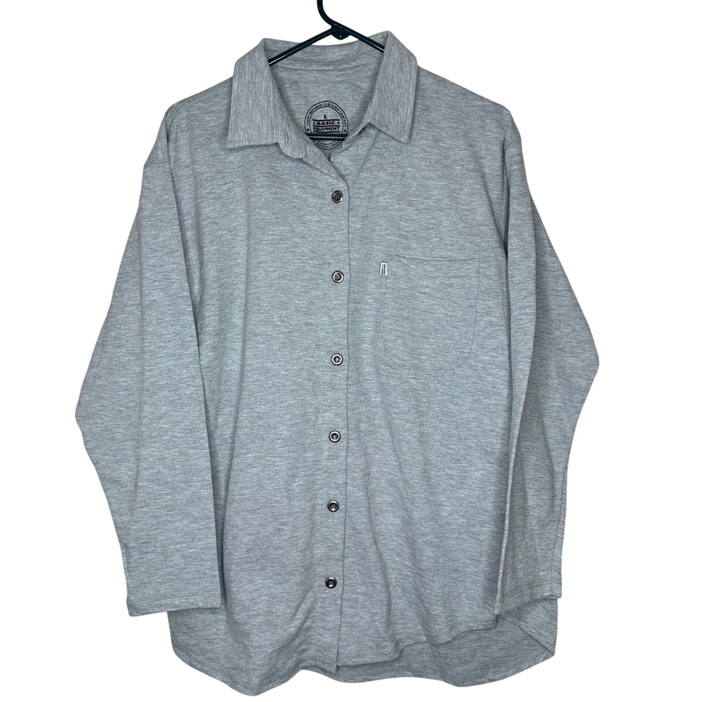 Basic Equipment NWT Y2K Button Down Shirt Long Sleeve Casual Top Gray Men's L‎